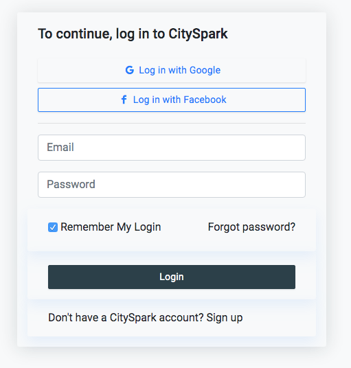 log in City Spark